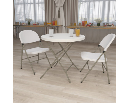 BLNK Round Granite White Plastic Folding Table