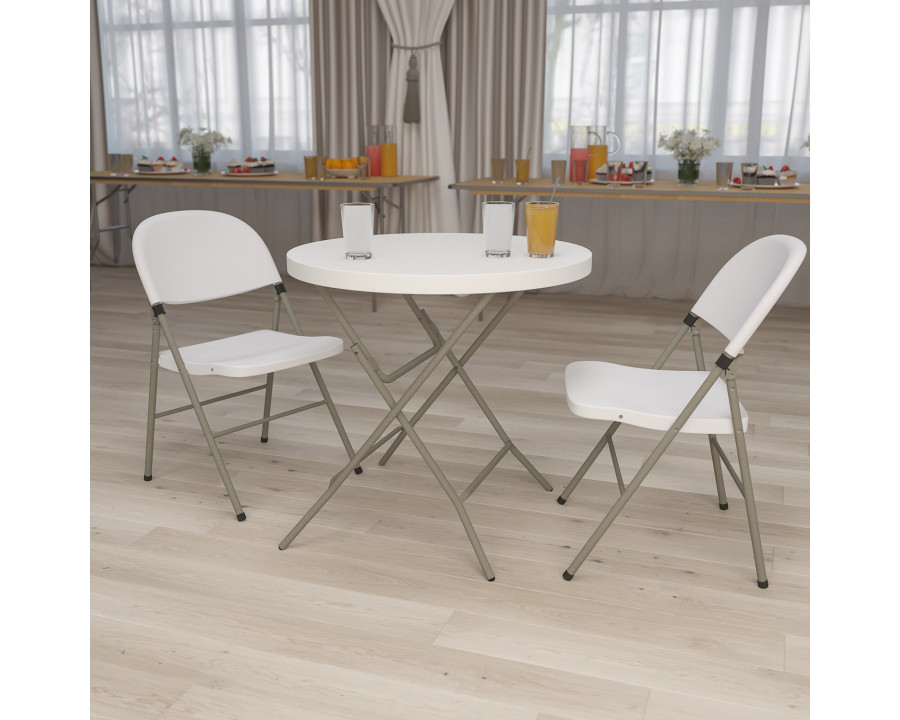 BLNK Round Granite White Plastic Folding Table - 2.63'D