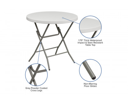 BLNK Round Granite White Plastic Folding Table - 2.63'D