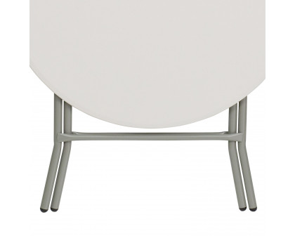 BLNK Round Granite White Plastic Folding Table - 2.63'D