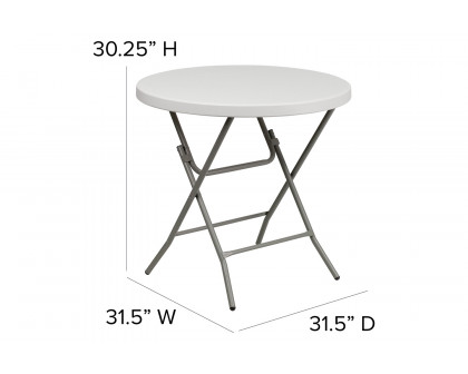 BLNK Round Granite White Plastic Folding Table - 2.63'D