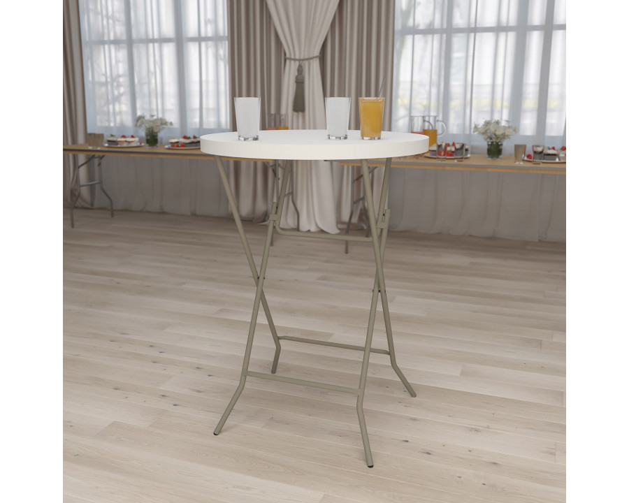 BLNK - Round Granite White Plastic Bar Height Folding Table