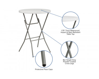 BLNK - Round Granite White Plastic Bar Height Folding Table