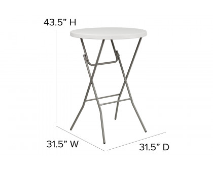 BLNK - Round Granite White Plastic Bar Height Folding Table