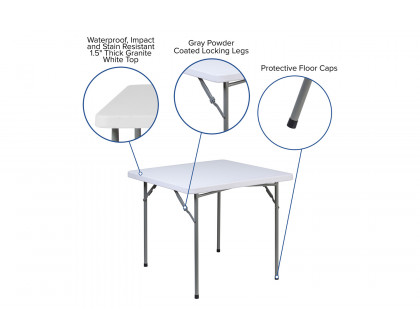 BLNK - Square Granite White Plastic Folding Table