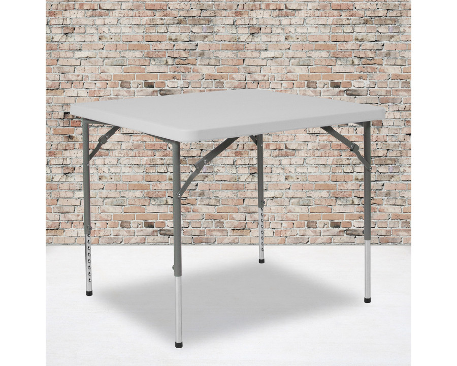 BLNK - Square Granite White Plastic Height Adjustable Folding Table