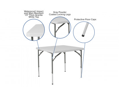 BLNK - Square Granite White Plastic Height Adjustable Folding Table