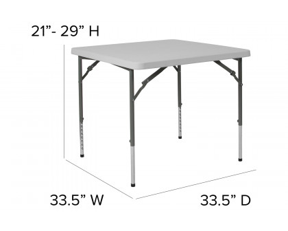 BLNK - Square Granite White Plastic Height Adjustable Folding Table