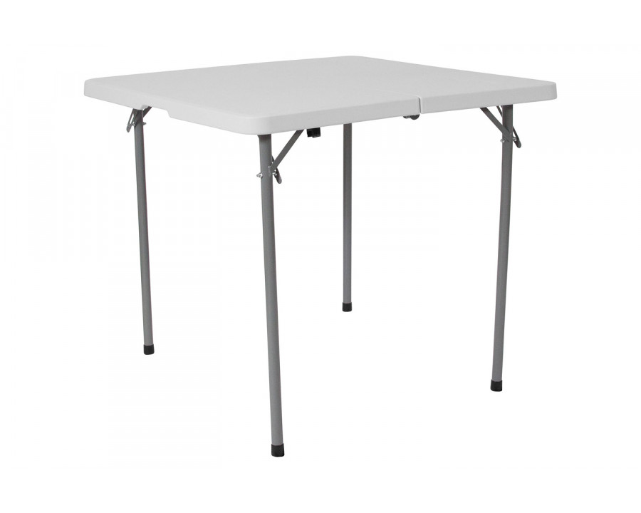 BLNK - Square Granite White Plastic Bi-Fold Folding Table with Carrying Handle