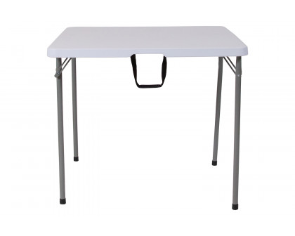 BLNK - Square Granite White Plastic Bi-Fold Folding Table with Carrying Handle