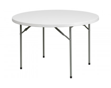 BLNK Round Granite White Plastic Folding Table - 4'D