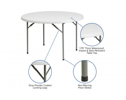 BLNK Round Granite White Plastic Folding Table - 4'D