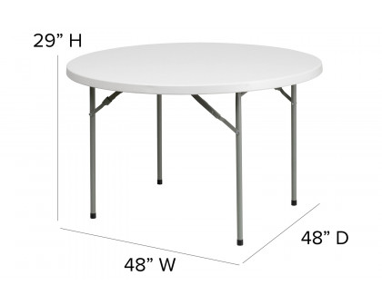 BLNK Round Granite White Plastic Folding Table - 4'D