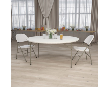 BLNK Round Granite White Plastic Folding Table