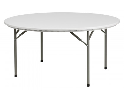 BLNK Round Granite White Plastic Folding Table - 5'D