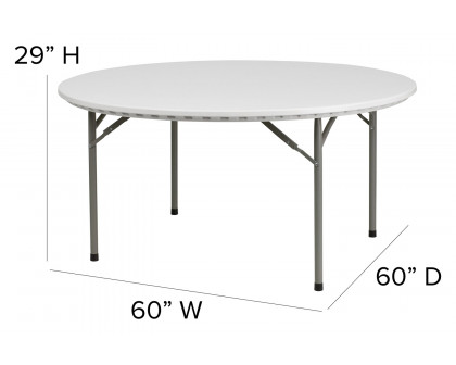 BLNK Round Granite White Plastic Folding Table - 5'D