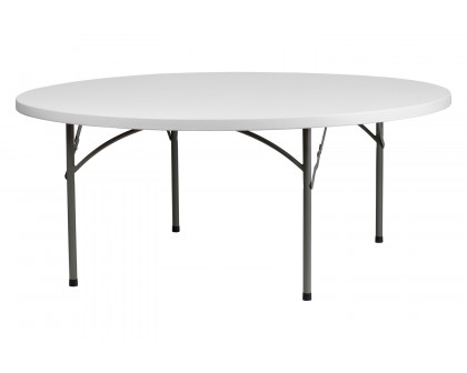 BLNK Round Granite White Plastic Folding Table