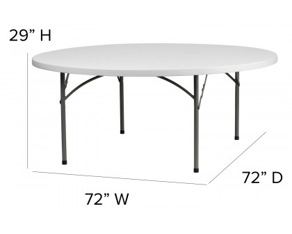 BLNK Round Granite White Plastic Folding Table - 6'D