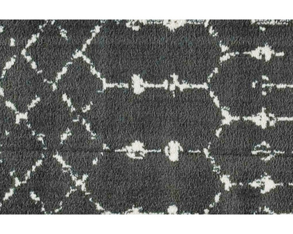 BLNK Beth Geometric Polyester Bohemian Low Pile Rug - Dark Gray/Ivory, 2'W x 6'L