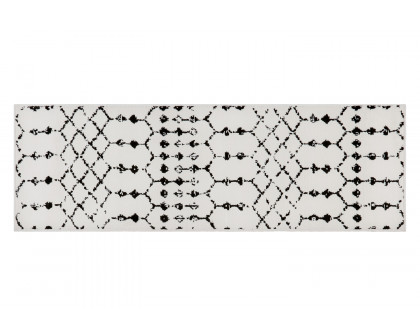 BLNK Beth Geometric Bohemian Low Pile Rug - Ivory/Black, 2'W x 6'L