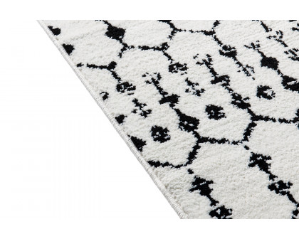 BLNK Beth Geometric Bohemian Low Pile Rug - Ivory/Black, 2'W x 6'L