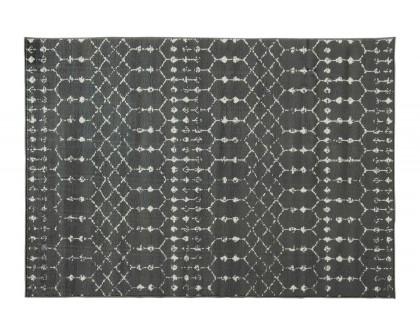 BLNK™ Beth Geometric Polyester Bohemian Low Pile Rug - Dark Gray/Ivory, 5'W x 7'L