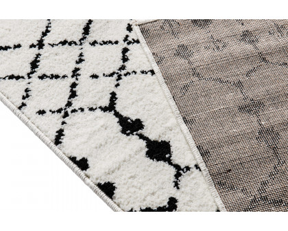 BLNK Beth Geometric Bohemian Low Pile Rug - Ivory/Black, 5'W x 7'L