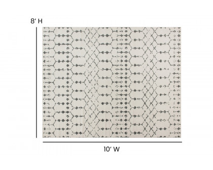 BLNK Beth Geometric Polyester Bohemian Low Pile Rug - Ivory/Gray, 8'W x 10'L