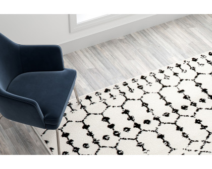 BLNK Beth Geometric Bohemian Low Pile Rug - Ivory/Black, 8'W x 10'L