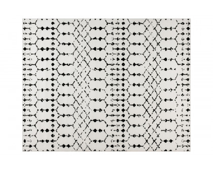 BLNK Beth Geometric Bohemian Low Pile Rug - Ivory/Black, 8'W x 10'L