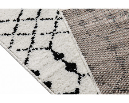 BLNK Beth Geometric Bohemian Low Pile Rug - Ivory/Black, 8'W x 10'L