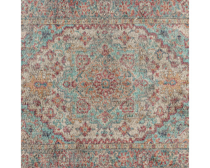 BLNK Katherine Distressed Vintage Medallion Polyester Area Rug - Blue, 5'W x 7'L