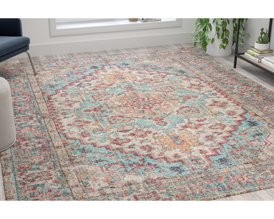 BLNK - Katherine Distressed Vintage Medallion Polyester Area Rug