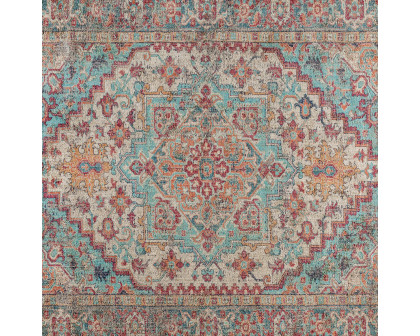 BLNK Katherine Distressed Vintage Medallion Polyester Area Rug - Blue, 8'W x 10'L