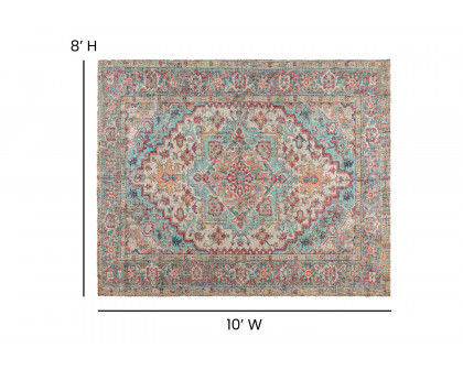 BLNK Katherine Distressed Vintage Medallion Polyester Area Rug - Blue, 8'W x 10'L