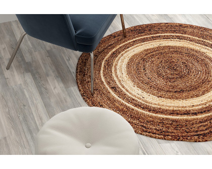 BLNK - Prima Round Natural Fiber Jute Area Rug in Braided Indoor Jute Rug in Natural Area Rugs