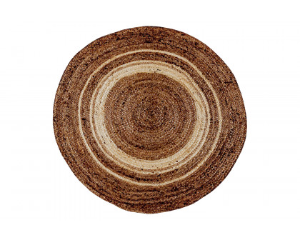 BLNK - Prima Round Natural Fiber Jute Area Rug in Braided Indoor Jute Rug in Natural Area Rugs