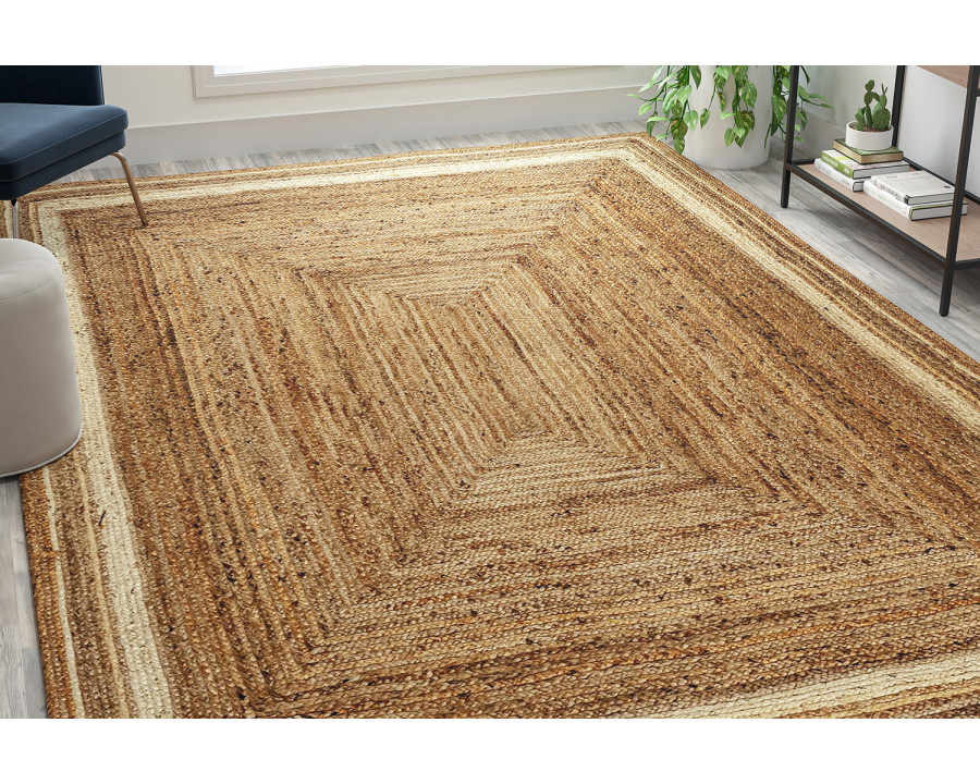 BLNK - Prima Natural Fiber Jute Area Rug in Braided Indoor Jute Rug in Natural Area Rugs