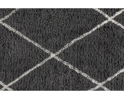 BLNK Roxy Shag Style Polyester Diamond Trellis Area Rug - Charcoal/Ivory, 5'W x 7'L