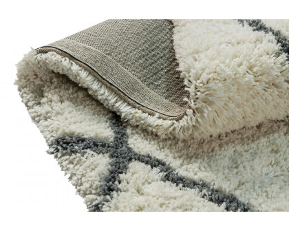 BLNK Roxy Shag Style Polyester Diamond Trellis Area Rug - Ivory/Gray, 5'W x 7'L