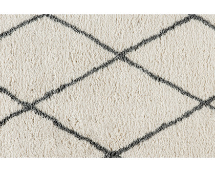 BLNK Roxy Shag Style Polyester Diamond Trellis Area Rug - Ivory/Gray, 5'W x 7'L