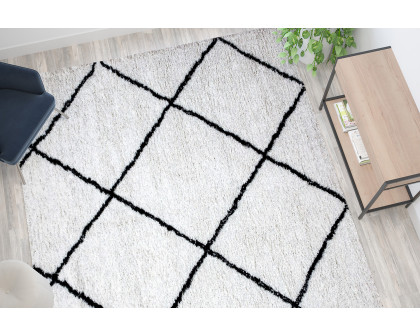 BLNK Roxy Shag Style Diamond Trellis Area Rug - Ivory, 8'W x 10'L