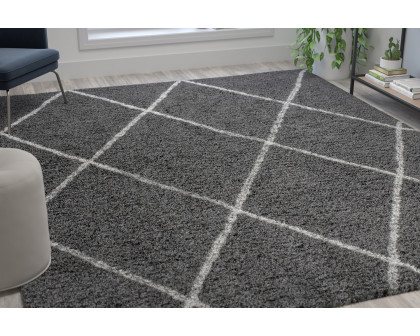 BLNK - Roxy Shag Style Polyester Diamond Trellis Area Rug