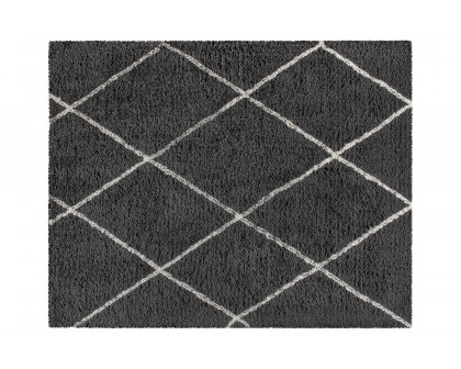 BLNK Roxy Shag Style Polyester Diamond Trellis Area Rug - Charcoal/Ivory, 8'W x 10'L