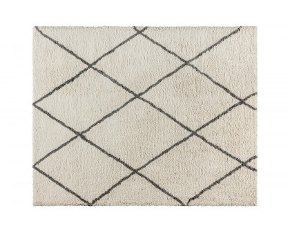 BLNK Roxy Shag Style Polyester Diamond Trellis Area Rug - Ivory/Gray, 8'W x 10'L