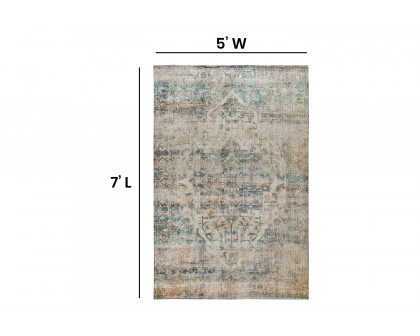 BLNK Dana Artisan Old English Style Traditional Rug - Blue, 5'W x 7'L