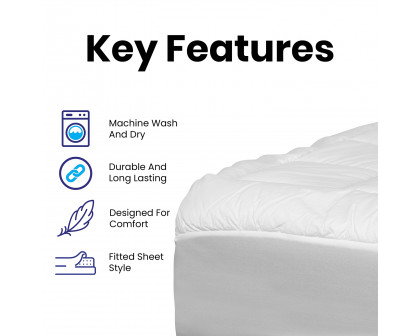 BLNK Capri Comfortable Sleep White Mattress Pad - Full Size