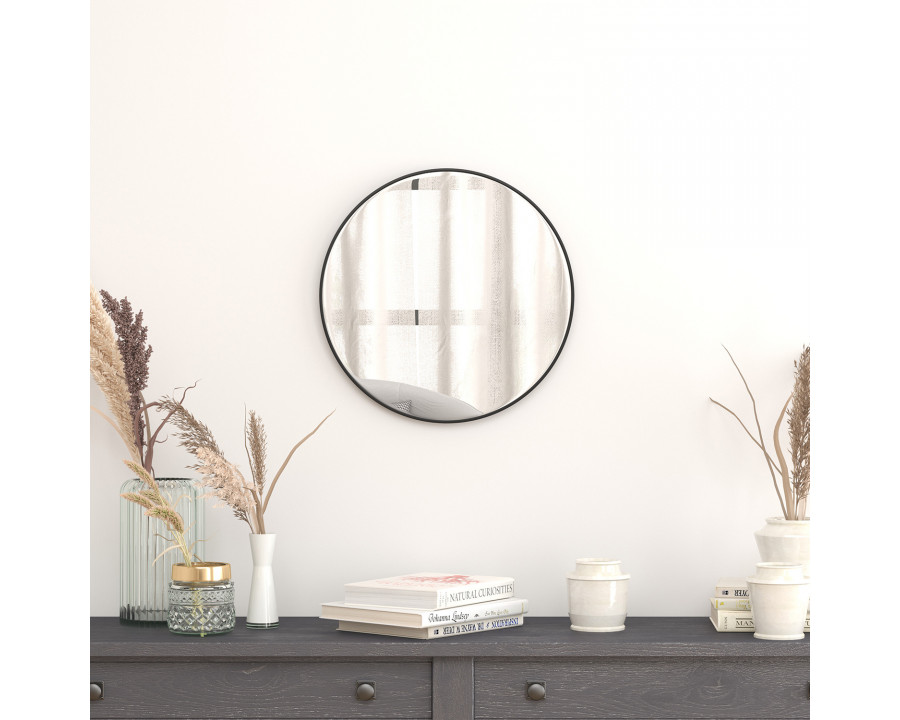 BLNK Julianne Style 1 Round Metal Framed Wall Mirror - Black, 20"D