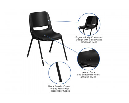 BLNK™ HERCULES Series Ergonomic Shell Stack Chair - Black, 12"H Seat