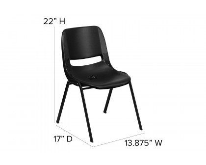 BLNK™ HERCULES Series Ergonomic Shell Stack Chair - Black, 12"H Seat